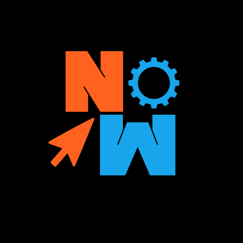Logo reprenant les initiales de Nathan Margouet et avec une icone d'engrenage et une icone de curseur